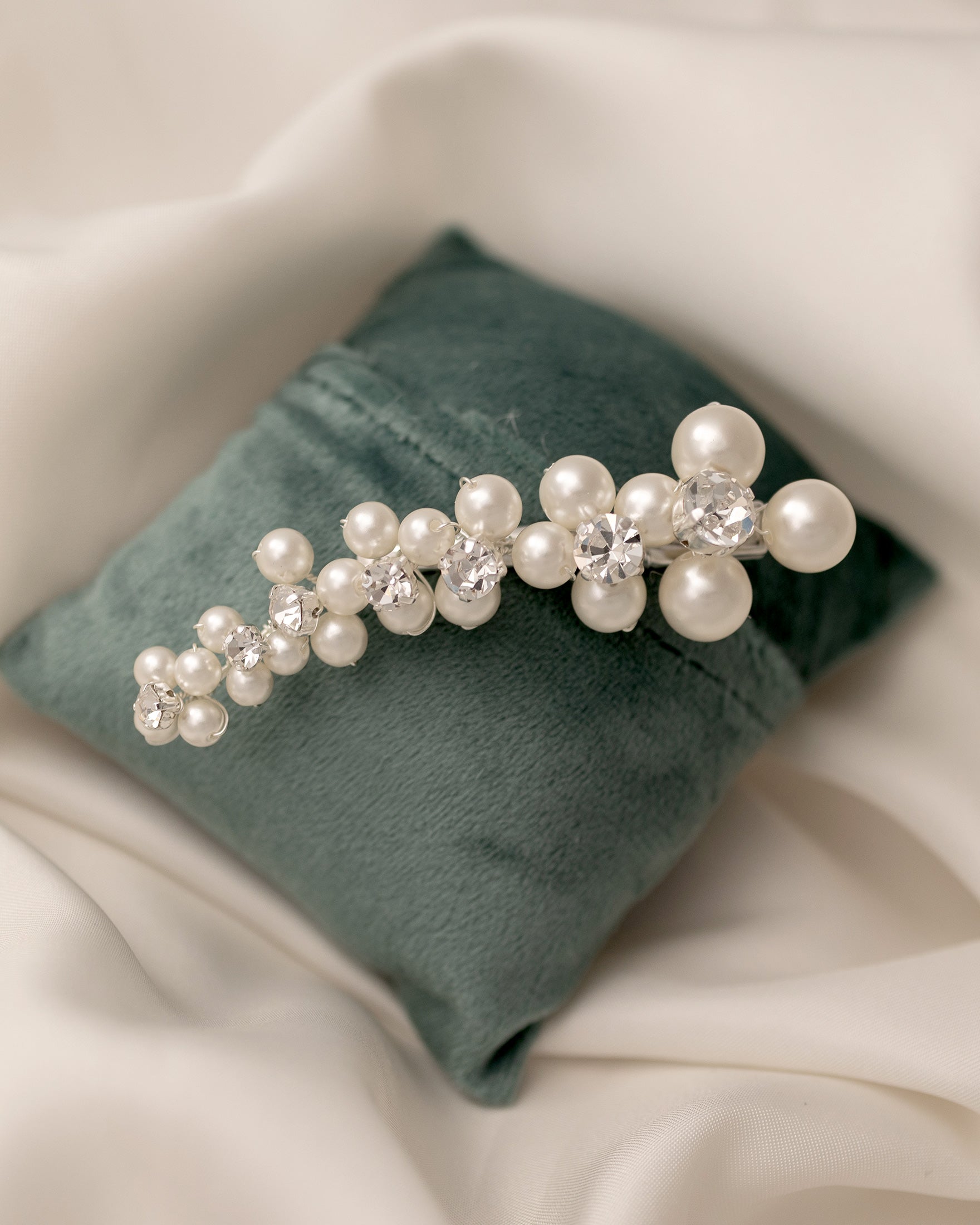 Wedding hair Clip of Simple Pearl Flowers- Cassandra Lynne