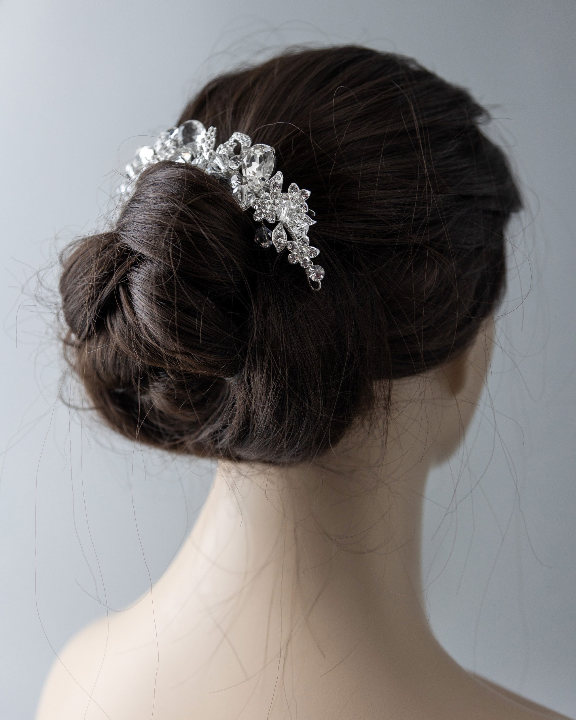 Narrow Silver Bling Bridal Hair Clip