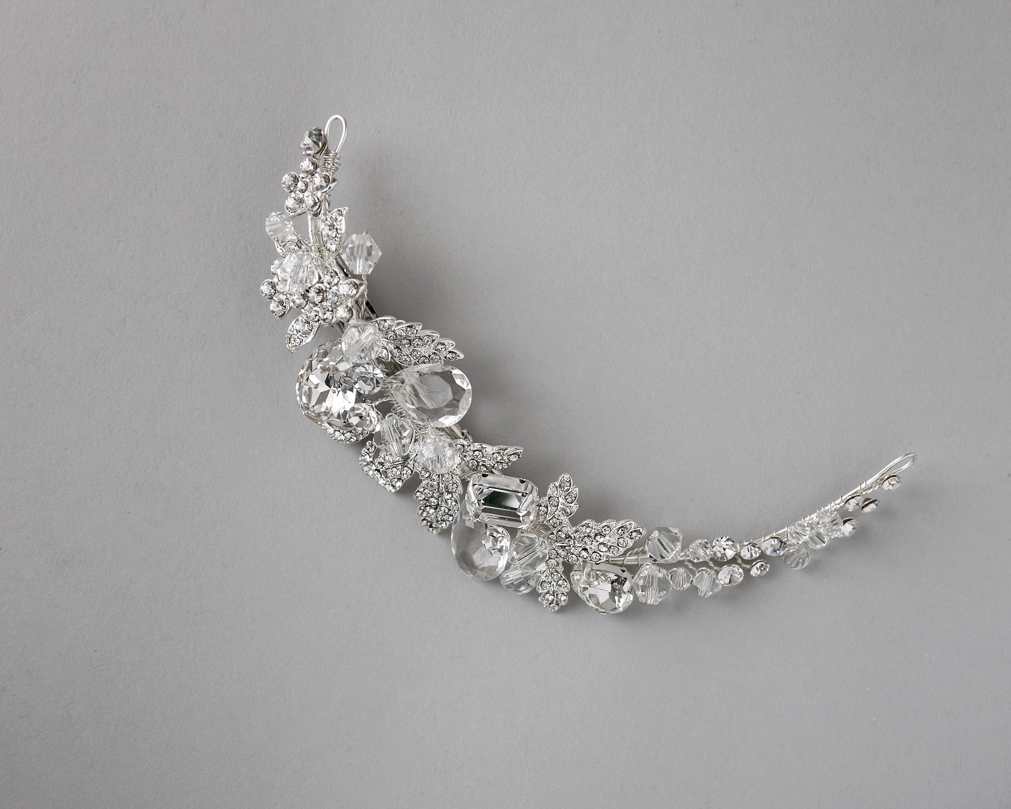 Narrow Silver Bling Bridal Hair Clip