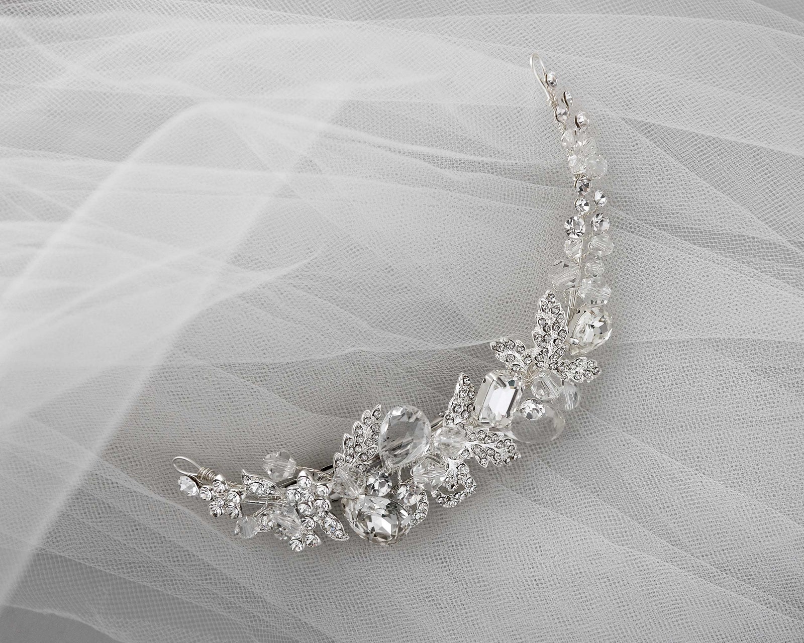 Narrow Silver Bling Bridal Hair Clip