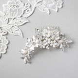 Bridal Hair Comb of Porcelain Flowers and Pearls - Hair Comb - Cassandra Lynne