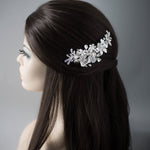 Bridal Hair Comb of Porcelain Flowers and Pearls - Hair Comb - Cassandra Lynne