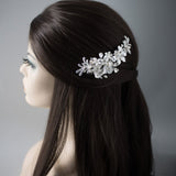 Bridal Hair Comb of Porcelain Flowers and Pearls - Hair Comb - Cassandra Lynne