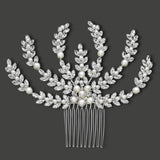 Bridal Hair Comb with Ivory Pearls in Silver - Hair Comb - Cassandra Lynne