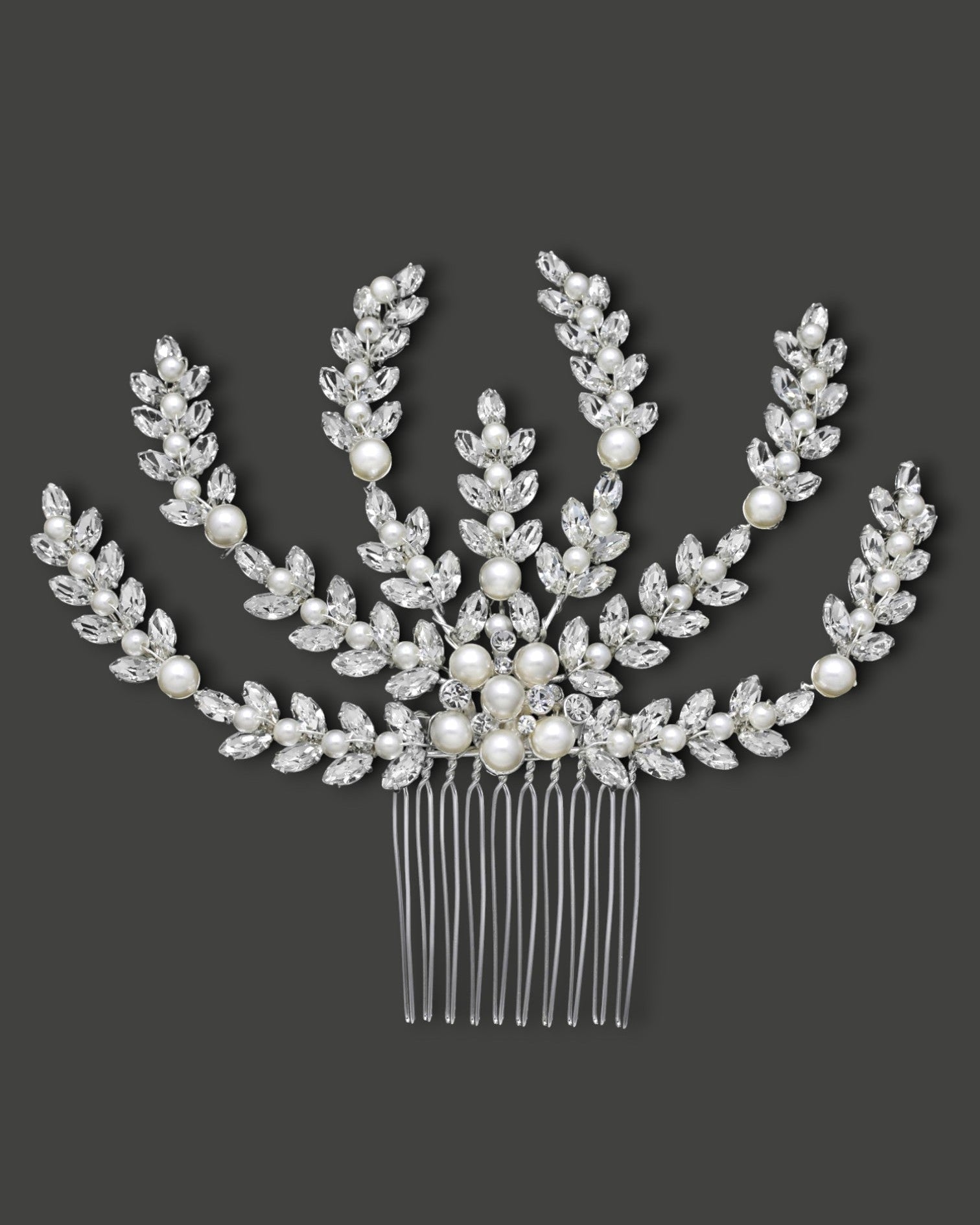 Bridal Hair Comb with Ivory Pearls in Silver - Hair Comb - Cassandra Lynne