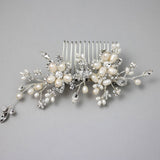 Bridal Hair Comb with Pearl Rhinestone Flowers - Hair Comb - Cassandra Lynne