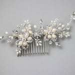 Bridal Hair Comb with Pearl Rhinestone Flowers - Hair Comb - Cassandra Lynne