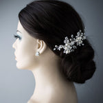Bridal Hair Comb with Pearl Rhinestone Flowers - Hair Comb - Cassandra Lynne