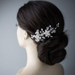Bridal Hair Comb with Pearl Rhinestone Flowers - Hair Comb - Cassandra Lynne