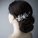 Bridal Hair Comb with Pearl Rhinestone Flowers - Hair Comb - Cassandra Lynne