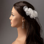 Light Ivory Bridal Hair Flower of Organza Petals