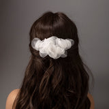 Light Ivory Bridal Hair Flower of Organza Petals