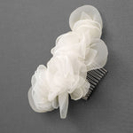 Light Ivory Bridal Hair Flower of Organza Petals