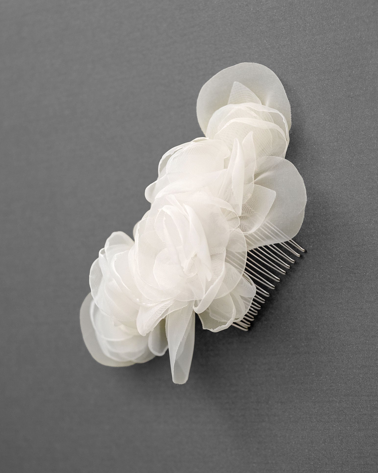 Light Ivory Bridal Hair Flower of Organza Petals