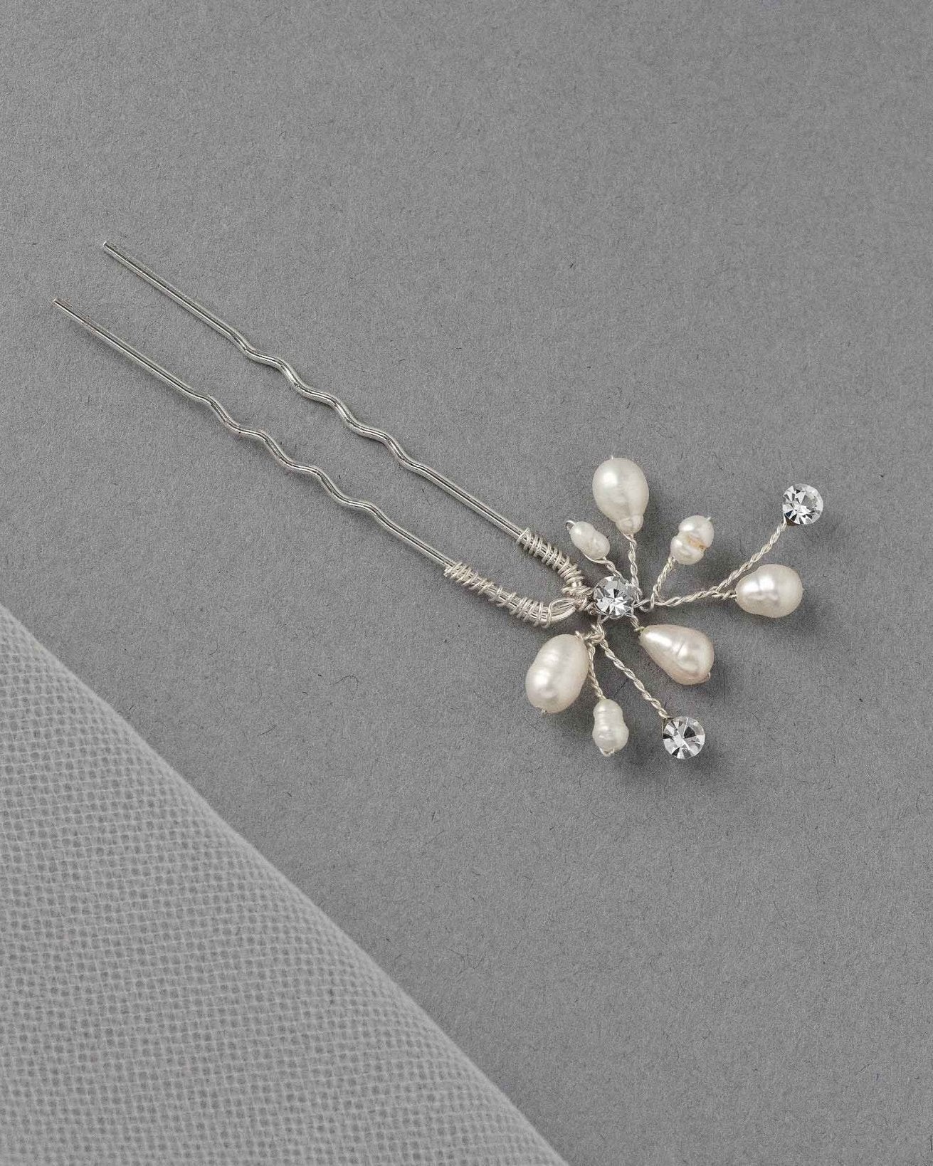 Bridal Hair Pin of Freshwater Pearls and Jewels - Hair Pins - Cassandra Lynne