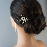 Bridal Hair Pin of Ivory Pearls and Glass Beads - Hair Pins - Cassandra Lynne