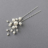 Bridal Hair Pin of Ivory Pearls and Glass Beads - Hair Pins - Cassandra Lynne
