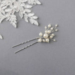 Bridal Hair Pin of Ivory Pearls and Glass Beads - Hair Pins - Cassandra Lynne