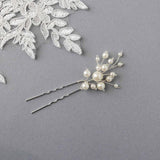 Bridal Hair Pin of Ivory Pearls and Glass Beads - Hair Pins - Cassandra Lynne