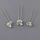 Bridal Hair Pin Set of Rhinestones and Pearls - Hair Pins - Cassandra Lynne