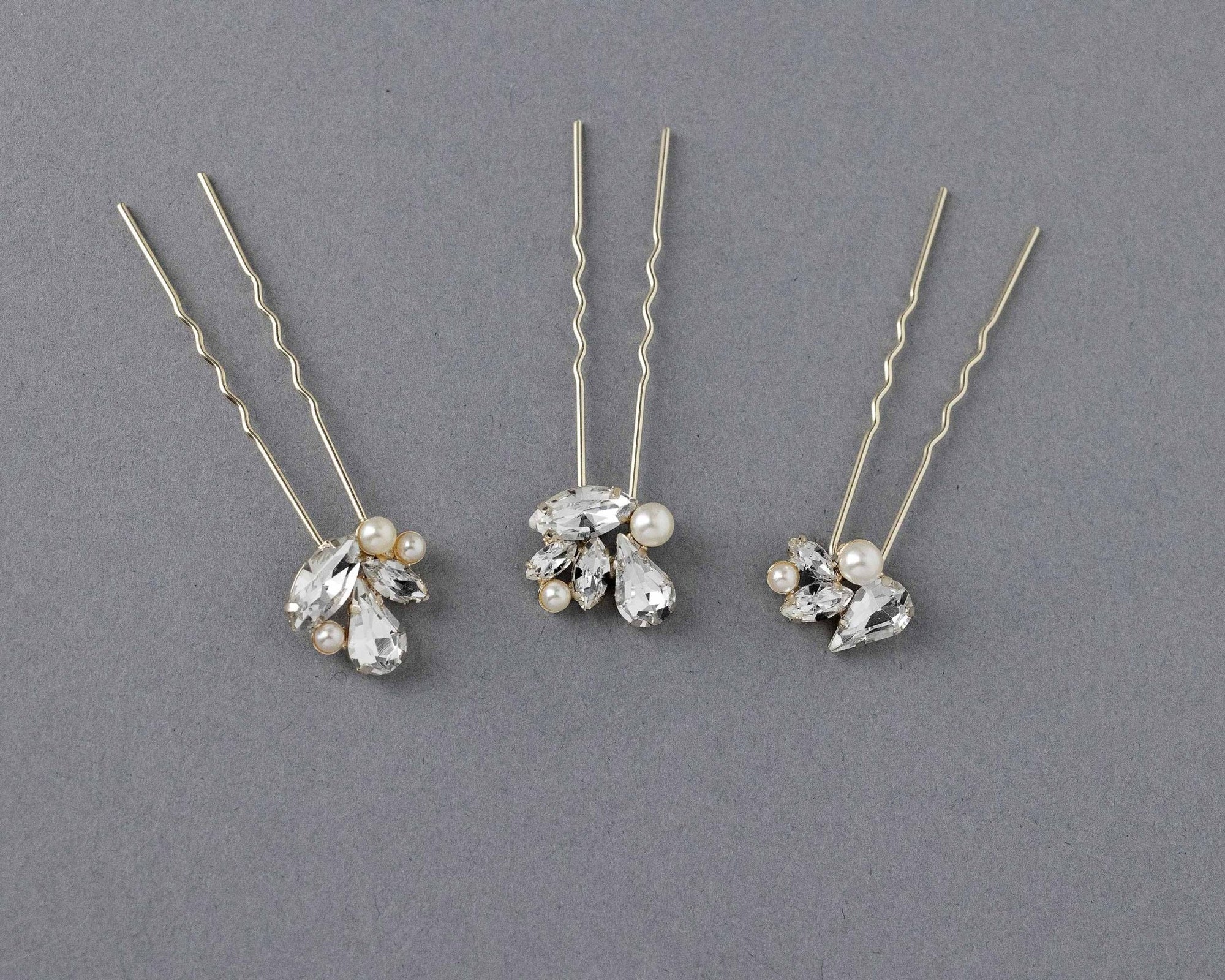 Bridal Hair Pin Set of Rhinestones and Pearls - Hair Pins - Cassandra Lynne