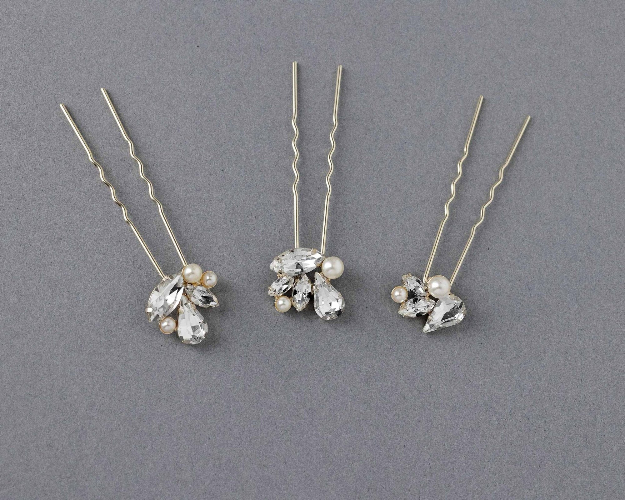 Bridal Hair Pin Set of Rhinestones and Pearls - Hair Pins - Cassandra Lynne