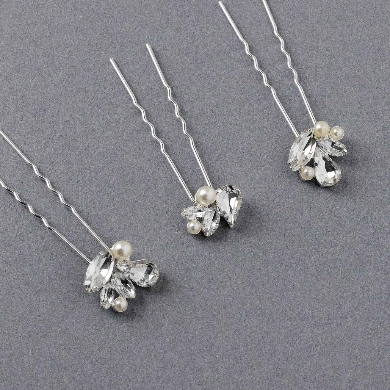 Bridal Hair Pin Set of Rhinestones and Pearls - Hair Pins - Cassandra Lynne