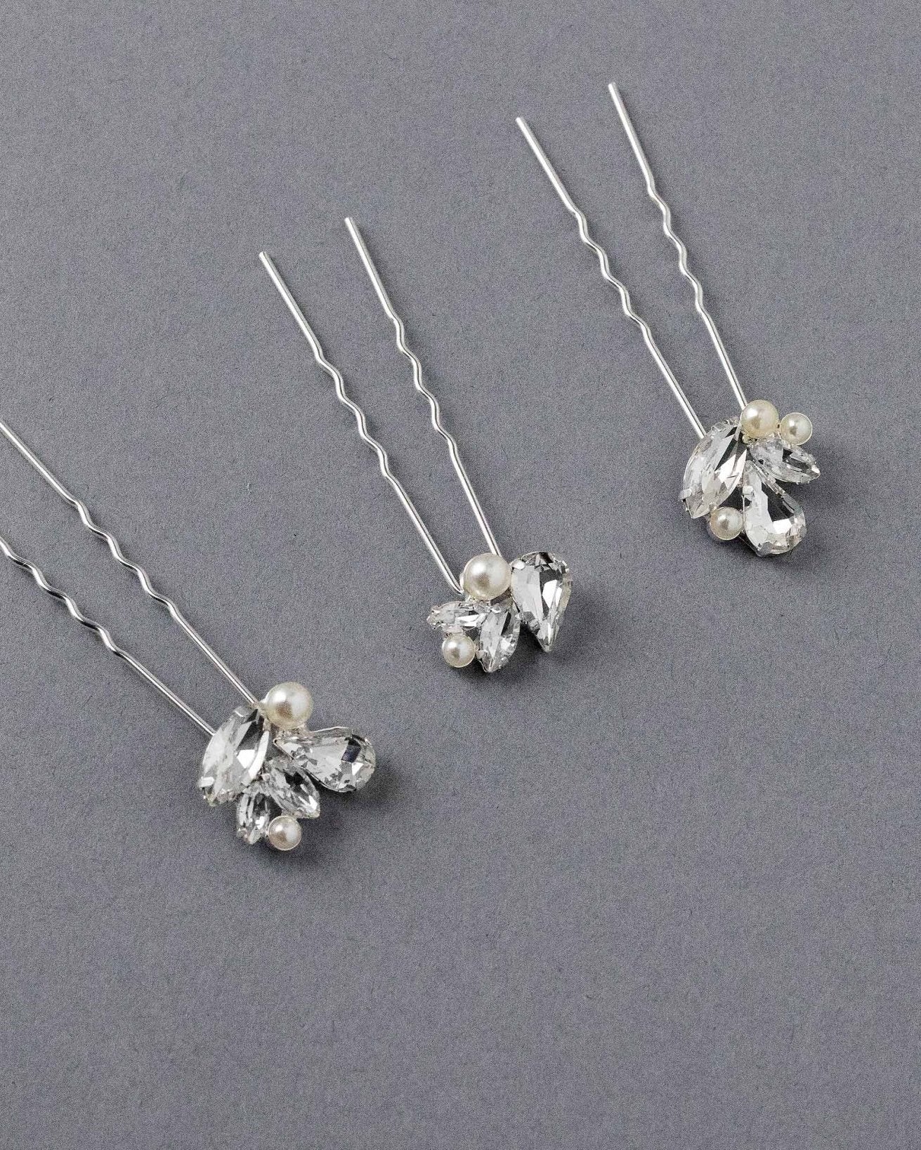 Bridal Hair Pin Set of Rhinestones and Pearls - Hair Pins - Cassandra Lynne