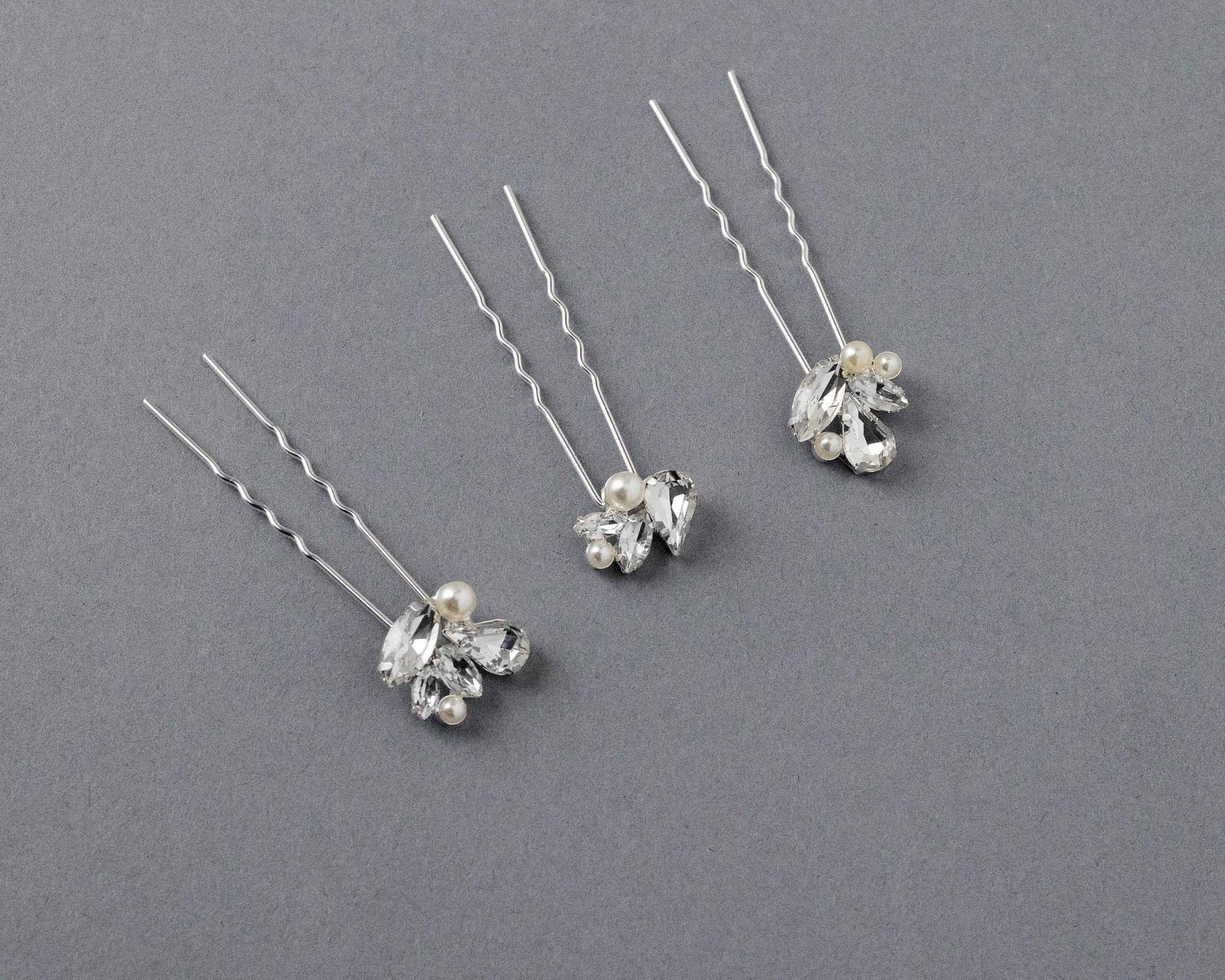 Bridal Hair Pin Set of Rhinestones and Pearls - Hair Pins - Cassandra Lynne