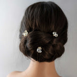 Bridal Hair Pin Set of Rhinestones and Pearls - Hair Pins - Cassandra Lynne