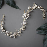 Bridal Hair Vine with Porcelain Flowers - Hair Vine - Cassandra Lynne