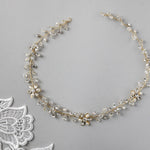 Bridal Headpiece of Pearl and Marquise Flowers - Headband - Cassandra Lynne