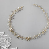 Bridal Headpiece of Pearl and Marquise Flowers - Headband - Cassandra Lynne