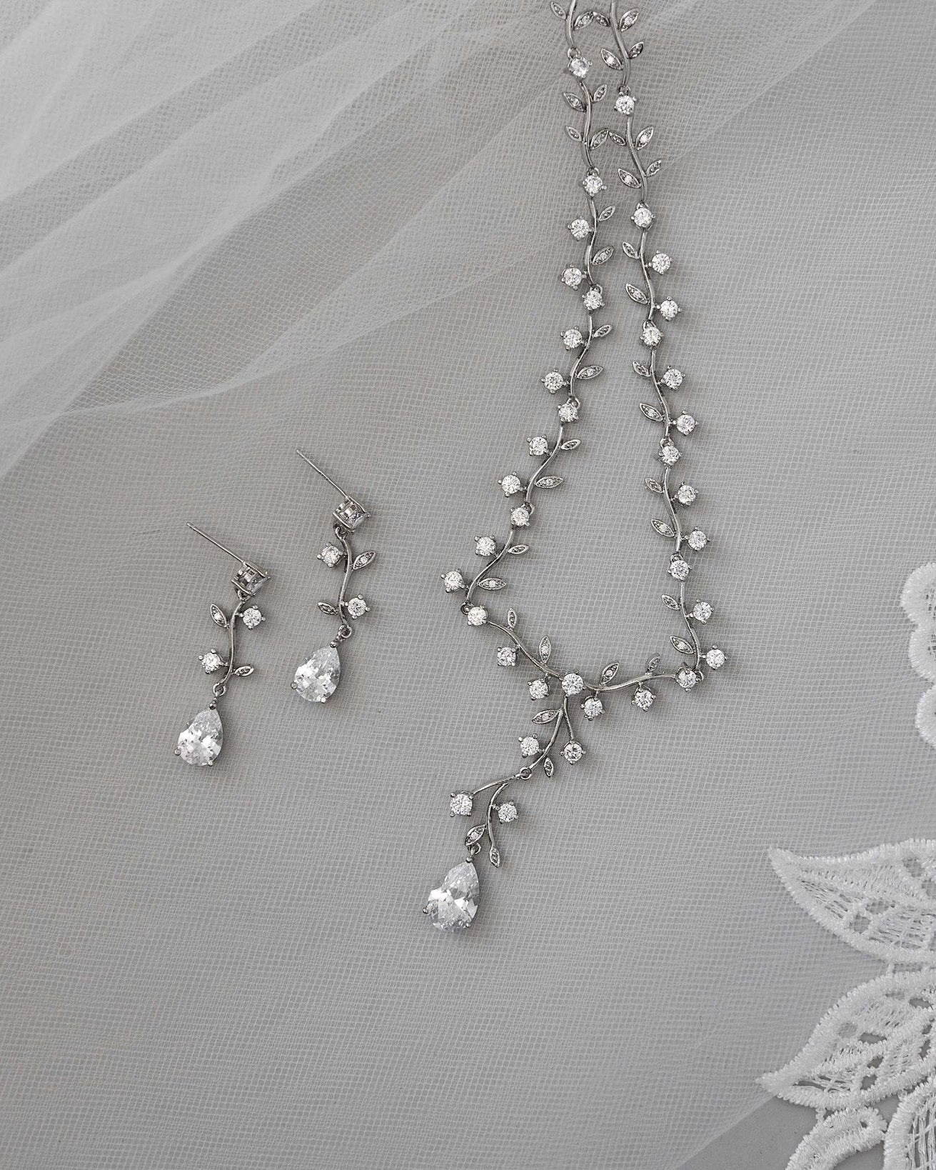 Bridal Jewelry CZ Vine Set - Necklace Set - Cassandra Lynne