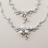 Bridal Jewelry Necklace Set with Pearl Flower and CZ - Necklace Set - Cassandra Lynne