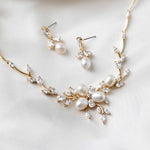 Bridal Jewelry Necklace Set with Pearl Flower and CZ - Necklace Set - Cassandra Lynne