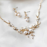 Bridal Jewelry Necklace Set with Pearl Flower and CZ - Necklace Set - Cassandra Lynne