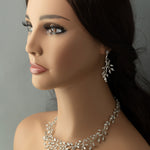 CZ Vine Collar Wedding Necklace & Earrings