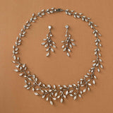 CZ Vine Collar Wedding Necklace & Earrings