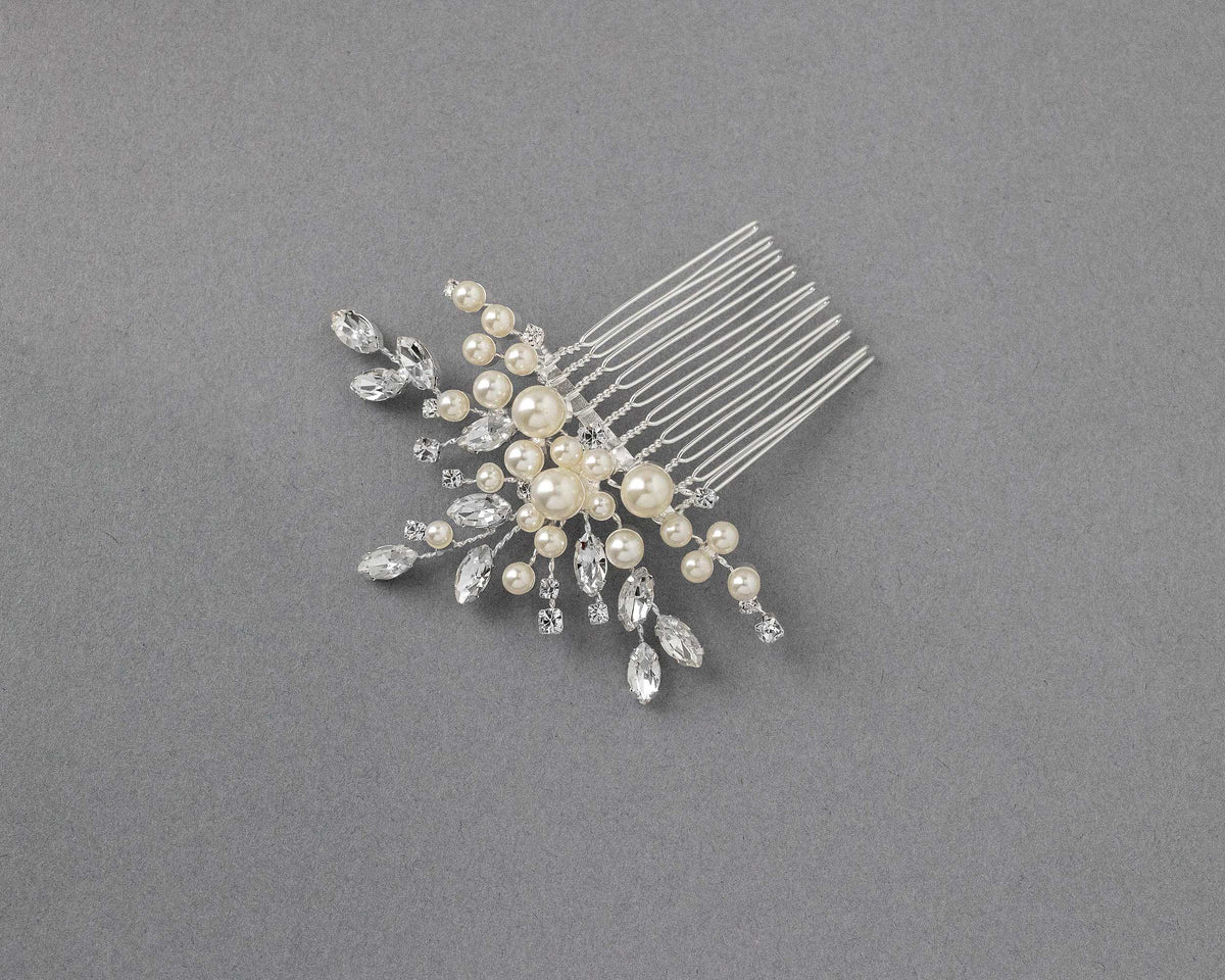 Decorative Hair Comb with Ivory Pearls