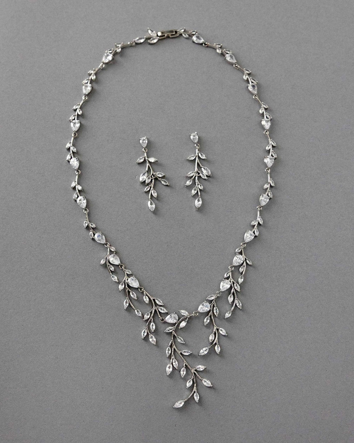 Bridal Necklace and Earrings of Marquise CZ Vines - Necklace Set - Cassandra Lynne