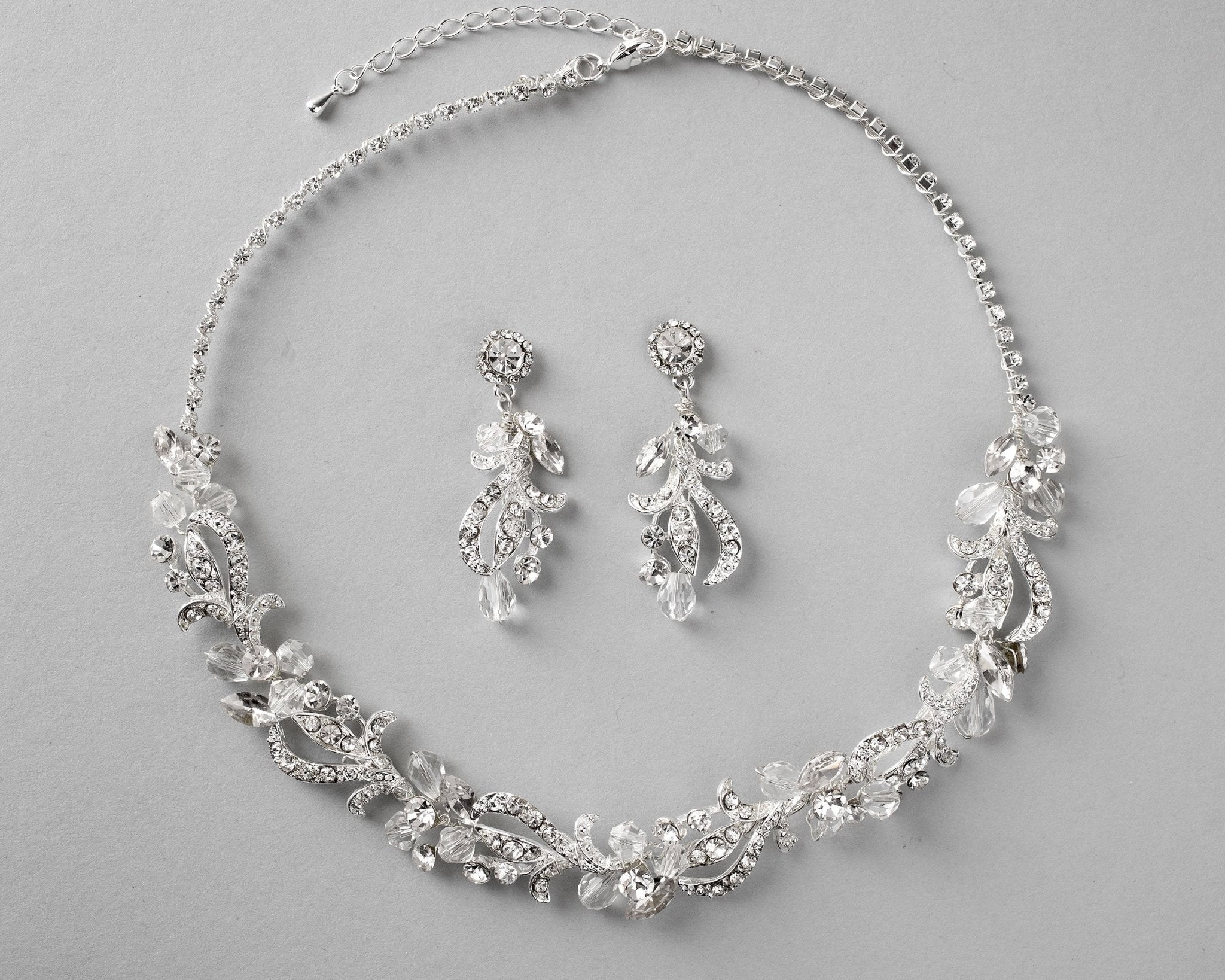 Bridal Necklace Set of Crystal Beads and Waves - Necklace Set - Cassandra Lynne