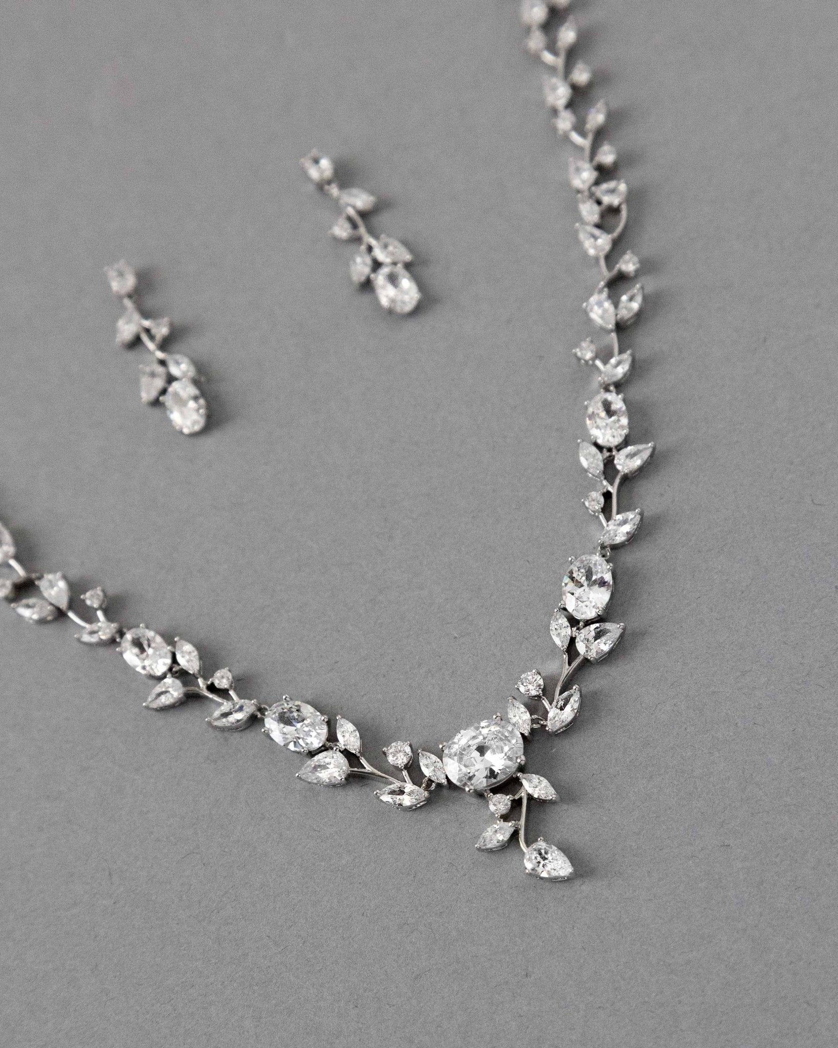 Bridal Necklace Set with Dainty Oval Vines - Necklace Set - Cassandra Lynne