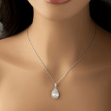 Pave Pear Drop Wedding Earrings and Pendant Necklace