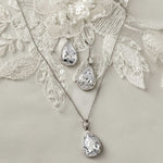 Pave Pear Drop Wedding Earrings and Pendant Necklace