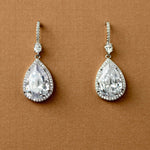 Pave Pear Drop Wedding Earrings and Pendant Necklace