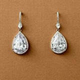 Pave Pear Drop Wedding Earrings and Pendant Necklace