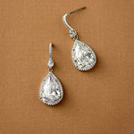 Pave Pear Drop Wedding Earrings and Pendant Necklace