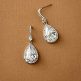 Pave Pear Drop Wedding Earrings and Pendant Necklace