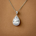 Pave Pear Drop Wedding Earrings and Pendant Necklace